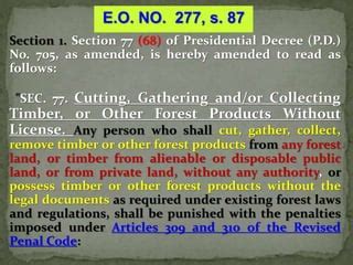 PD 705 punishes possession, cutting, gathering  .